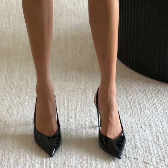 ZARA Black Patent Slingback Heels – Size 37 - Picture 8 of 9